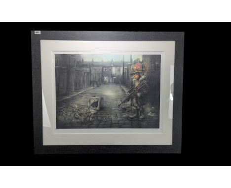 Large Modern Graffiti Art Limited Edition Print 'Army Dreamer' by Craig Everett.  Limited edition  26/99, depicting young gir