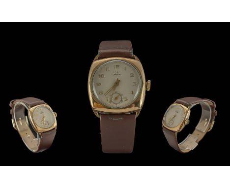 Omega Gents 9ct Gold Cased Mechanical Wrist Watch. c.1950's. Features Gold Numerals, Subsidiary Dial, Cream Dial, Pleasing Sh