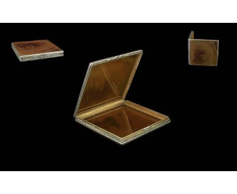 Vintage Silver &amp; Brass Tortoiseshell Compact of Square Form, Excellent Design &amp; Quality, In Original Box. Approx Size