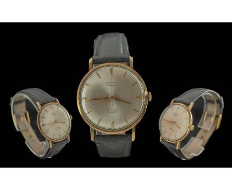 Rotary Gents 9ct Gold Cased 21 Jewels Incabloc Manual Wind Wrist Watch, marked 9.375, features pearl coloured dial and gold m