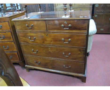A George III Mahogany Chest, with crossbanded top over two small and three long drawers on bracket feet, 99cm wide.
