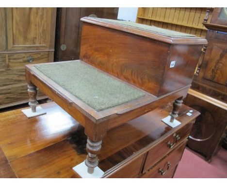 XIX Century Mahogany Two High Library Steps, the top step with hinged lid, on turned supports, 44cm high.
