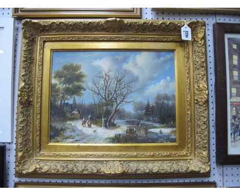 •A Walts (Contemporary) *ARR, Dutch Scene with Skating Figures, oil on panel, signed lower right, 28 x 38cm.