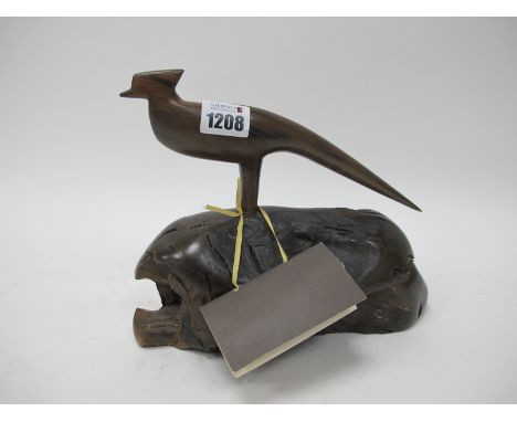 A Modern Celtic Roots Bog Oak Carving of Pheasant II, from Boora Bay, Co. Offaly, with certificate, 24cm long