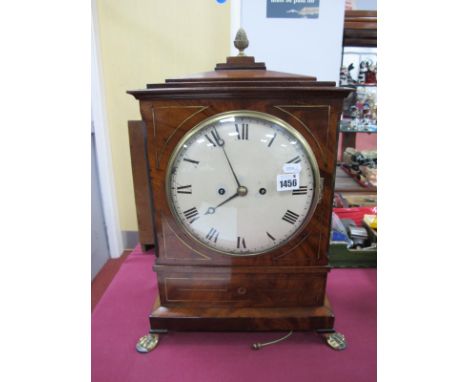 A Mid XIX Century Mahogany Cased Bracket Clock, with brass line inlay, the rectangular case with glazed side panels and stepp