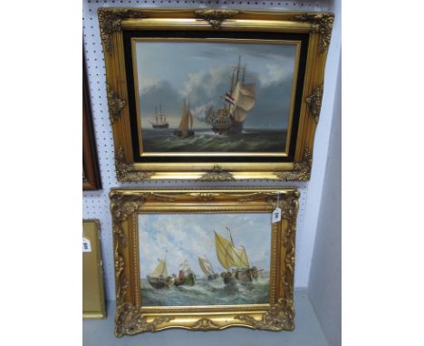 •Bernard Page (Contemporary) *ARR, Sailing Ship on a Choppy Sea, oil on panel, signed lower right, 29 x 39cm; Another, indist