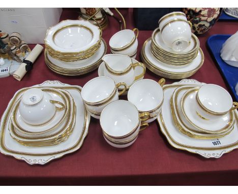 A Royal Albert Tea Service, with Greek key decoration, fifty seven pieces.