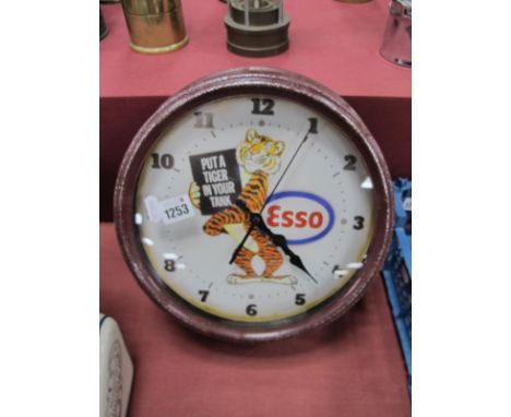 Modern Advertising Esso 'Put a Tiger in our Tank' Wall Clock, 30.5cm diameter.