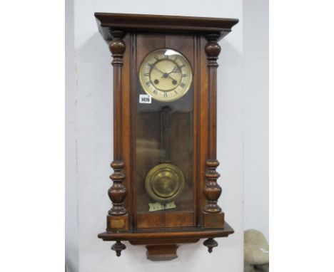 A XIX Century Walnut Wall Clock, eight day movement.