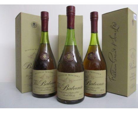 Three bottles of Balvenie Highland Scotch Whisky, boxed