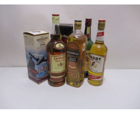 Three bottles of Irish Whiskey to include Jameson and Paddy and three bottles of Scotch Whisky