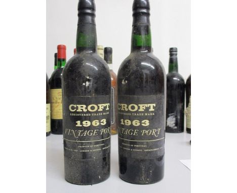 Two bottles of Croft Vintage Port 1963