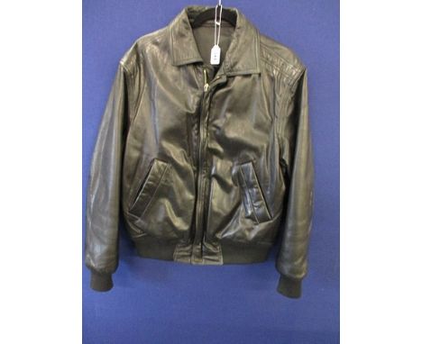 A vintage Versace gents black leather jacket, size M, (zip pull A/F), Versace logo to the rear