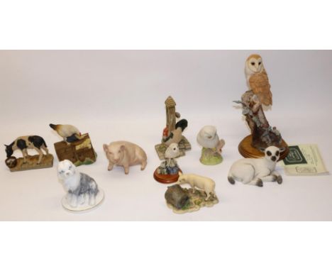 Group of mixed collectable animal figures, incl. Royal Worcester Old English puppy figure modelled by Kenneth Potts, H13cm; A