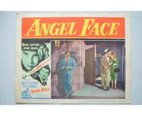 Original Angel Face lobby card movie poster, starring Robert Mitchum and Jean Simmons. Good condition for age, some edge fray