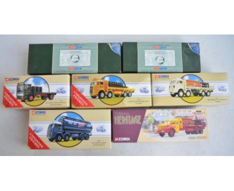 Seven boxed 1/50 scale Corgi limited and Premium edition truck models to include 73101 Heritage Collection Berliet GLR8 Brass