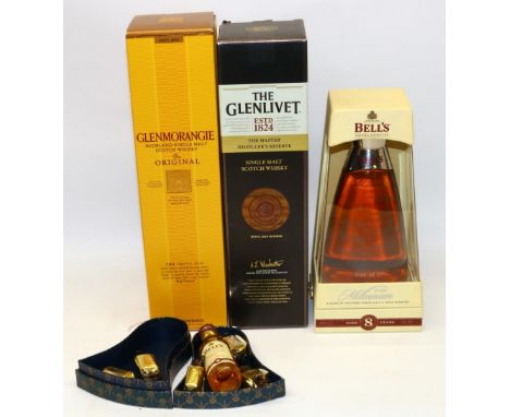 Scotch whisky: Glenlivet Master Distiller's Reserve 1ltr, Bell's Millennium Aged 8 Years 70cl, Glenmorangie The Original 1ltr