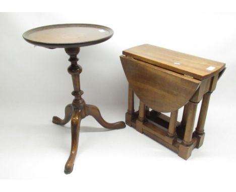 Geo.111 style mahogany tripod wine table, possibly Tichmarsh and Goodwin, H55cm and a small walnut gateleg coffee table, poss