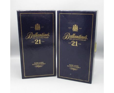 Two Ballantines 21 year old Rare Aged Scotch Whisky, 43%vol 70cl 