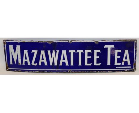 Blue 'Mazawattee Tea' enamel sign, 60.5cm x `5cm 