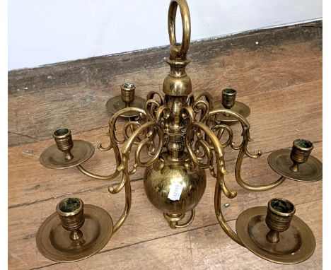 A Dutch style brass chandelier, 50 cm diameter