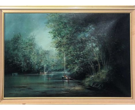 Ted Dyer (b.1940) Frenchman's Creek Oil on canvas Signed 60 x 90cm Together with a signed pencil sketch verso