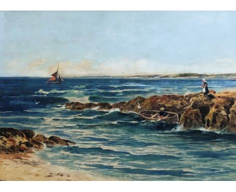 William Henry DYER (fl. c. 1890-1930) 'Woman Cockle Gatherer' Watercolour Signed and inscribed North Devon 26 x 36.5cm 'Coast