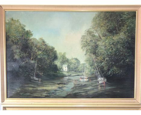 Ted DYER (b.1940) Helford Creek Oil on canvas Signed 60 x 90cm Together with a signed pencil sketch verso