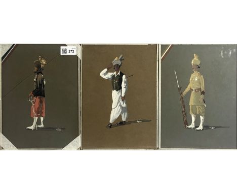 English School, early 20th Century Officers in the Indian Army (3) Watercolour 26 x 18.5cm