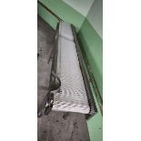 Conveyor S/S 11 feet long x 18inch large x 32inch heIght, all in stainless steel, on legs. Powered