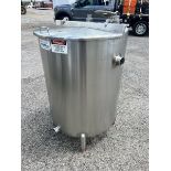 Bauer 100 Gal. Stainless Tank with Hinged Lid, Slope Bottom, 2.5" Outlet, Aprox. 50" Tall x 31" Dia.