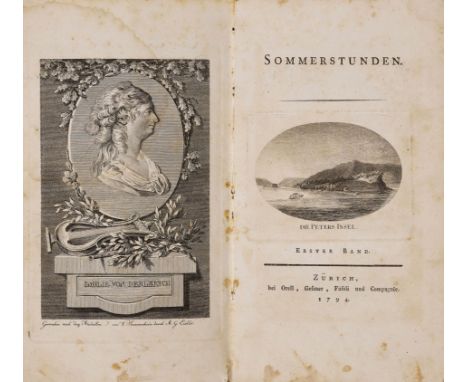Berlepsch, Emilie von.Sommerstunden. Erster Band. Mit gest. Portrait-Frontispiz und Titelvignette.Zürich, Orell, Füssli und C