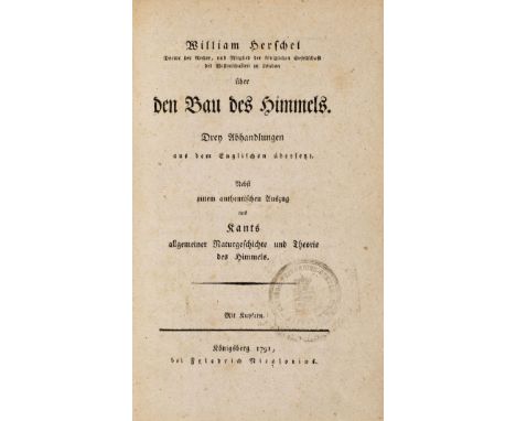 ASTRONOMIE -Herschel, J. F. W.Über den Bau des Himmels. Drey Abhandlungen aus dem Englischen übersetzt. Nebst einem authentis