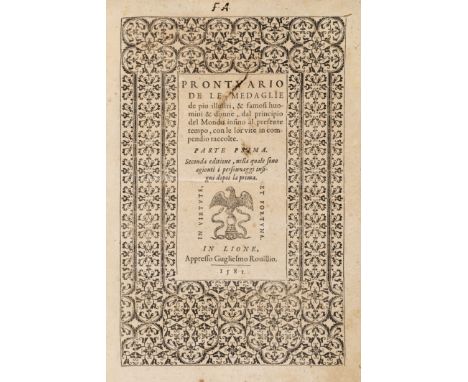 PORTRAITS -Rouillé, Guillaume.Prontuario de le medaglie de piu illustri, &amp; famosi huomini &amp; donne, dal principio del 