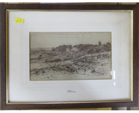 &nbsp;After Frederick&nbsp; George&nbsp; Cotman, print, Shaftesbury, from the alms houses&nbsp; 5.5ins x 9.5ins