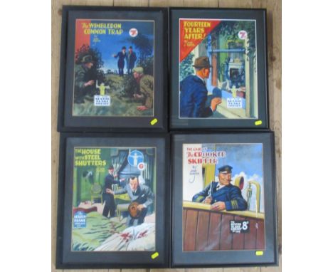 E R Parker, four illustration for John Hunter books, The Wimbledon Common Trap, The Case of the Crooked Skipper, The House wi