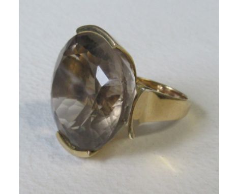 TONYKO, A 14k yellow gold citrine ring, set round brilliant-cut paste citrine, approx. 27mm diameter&nbsp;