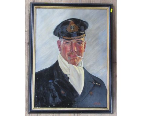 Walter Lambert, oil on canvas, portrait of a Naval Officer, 29.5ins x 21.5ins