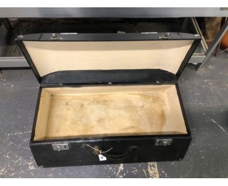 A BLACK LEATHERETTE CAR TRUNK