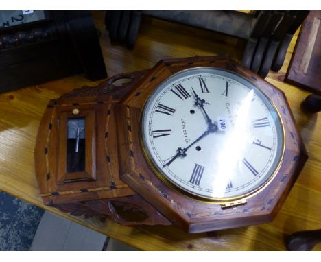 A VICTORIAN INLAID DROP DIAL WALL CLOCK