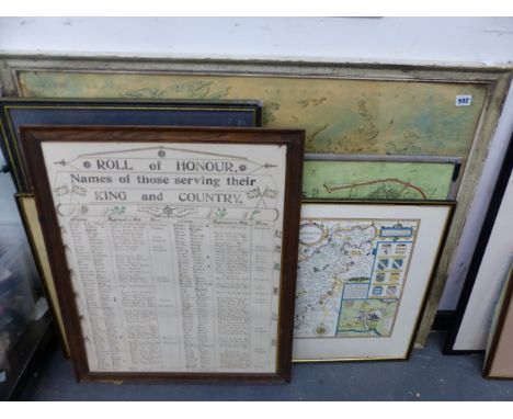 A SMALL COLLECTION OF VINTAGE AND LATER MAPS ETC. SIZES VARY