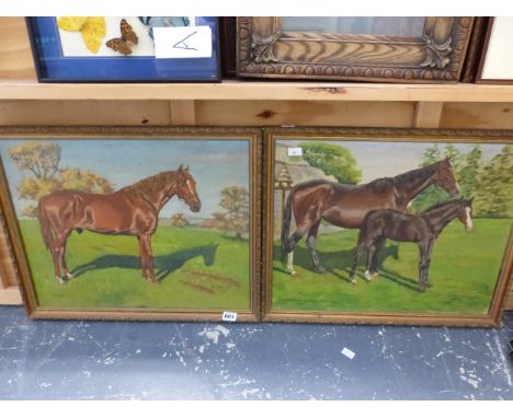R. F. WYATT 20th CENTURY ENGLISH SCHOOL) ARR. TWO PORTRAITS OF HORSES, BOTH SIGNED, OIL ON CANVAS. 40 x 52cms TOGETHER WITH A