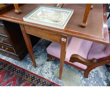 A MID 20th CENTRY MAHOGANY FOLD OVER CARD TABLE. H 73 W 91 D 92cms