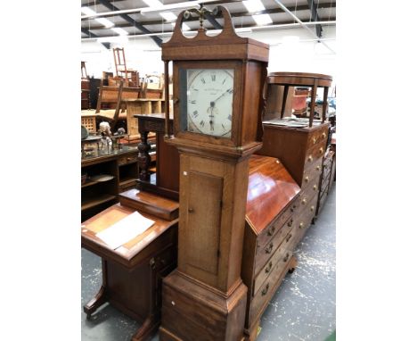 A 19TH CENTURY 30 HOUR LONG CASE CLOCK.