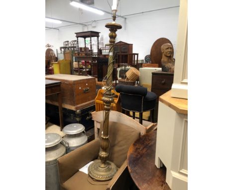 A CARVED GILT WOOD STANDARD LAMP 