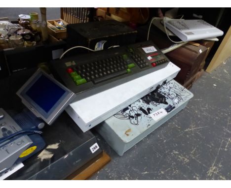 VINTAGE COMPUTERS, TWO SEWING MACHINES, RECORD DECK ETC 