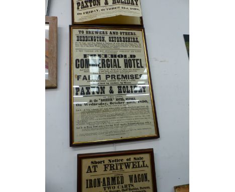THREE VINTAGE AUCTION POSTERS OF LOCAL INTEREST. SIZES VARY (3)