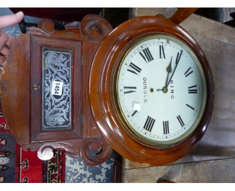 AN ANTIQUE DROP DIAL WALL CLOCK BY KING OF OUNDLE 