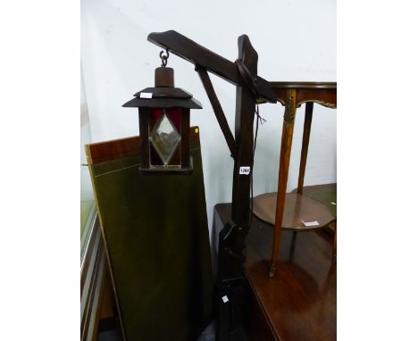 A UNUSUAL ADJUSTABLE LANTERN STANDARD LAMP