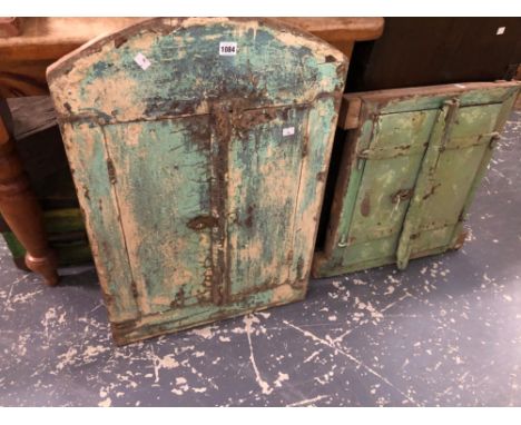 TWO VINTAGE PAINTED RUSTIC DOORS 